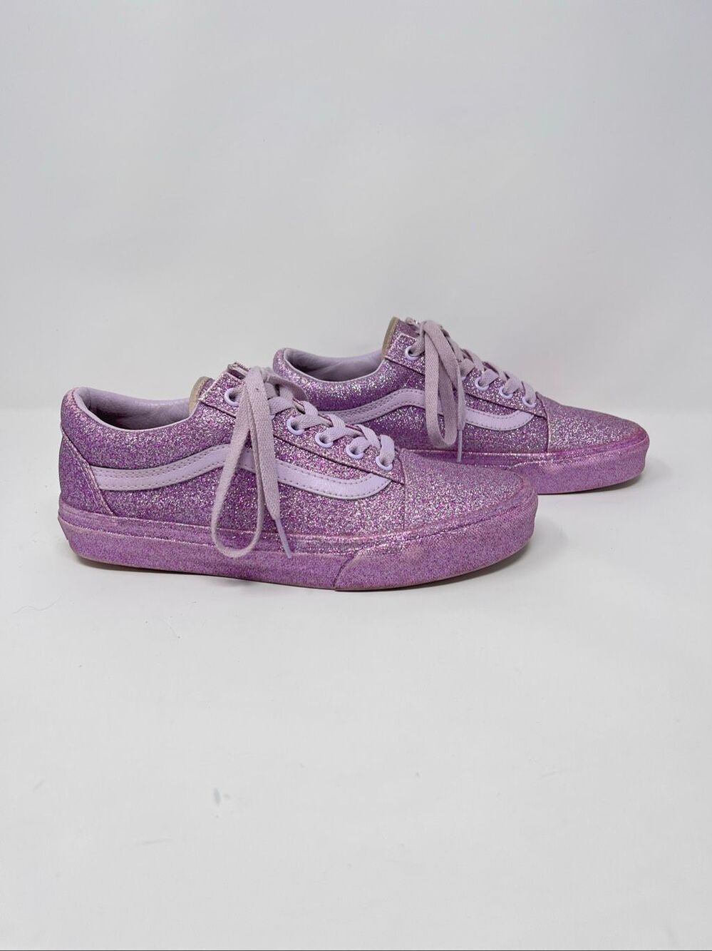 Vans Old Skool Lavender Purple Glitter Canvas Low Skate Sneakers Size 7